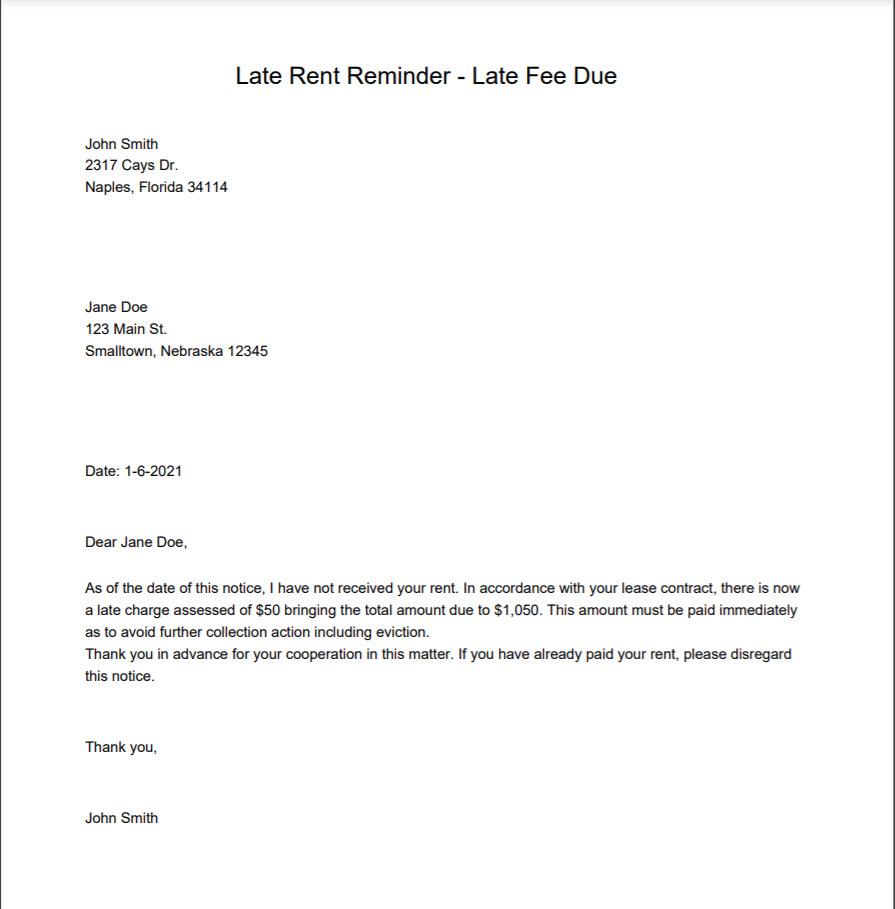sample tenant letter